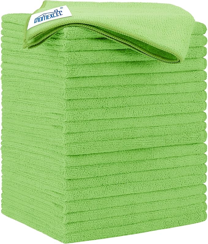 Green Microfiber Cleaning Cloth 20 Pack 11.5 x 11.5 Inch Microfiber Towels for Cars Ultra Absorbent Cleaning Rags Lint Free Cleaning Towels for Household Kitchen, Window Car