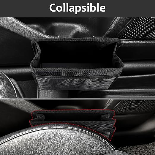 Collapsible Car Trash Can, Vehicle Garbage Organizer Holder Bin with One Roll Trash Bag, Waterproof Hanging Mini Auto Dustbin Accessories Storage Container for Vans, SUVs