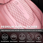 Coverado Seat Covers Front Seats, Pink Car Seat Cover with Lumbar Support, Waterproof Car Seat Cushion, Front Car Seat Covers Leatherette Car Seat Protector Universal Fit Most Cars