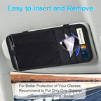 Car Sun Visor Organizer, Auto Storage Pouch with 3 CD Sleeves, Pen Holder, Strap & Pocket for Sunglass, Document, Card -Black