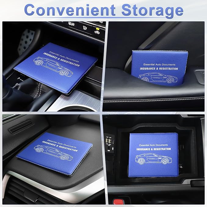 Car Registration and Insurance Card Holder, Vehicle Glove Box Car Organizer, Interior Car Accessories for Documents, Cards, License - 2 Pack