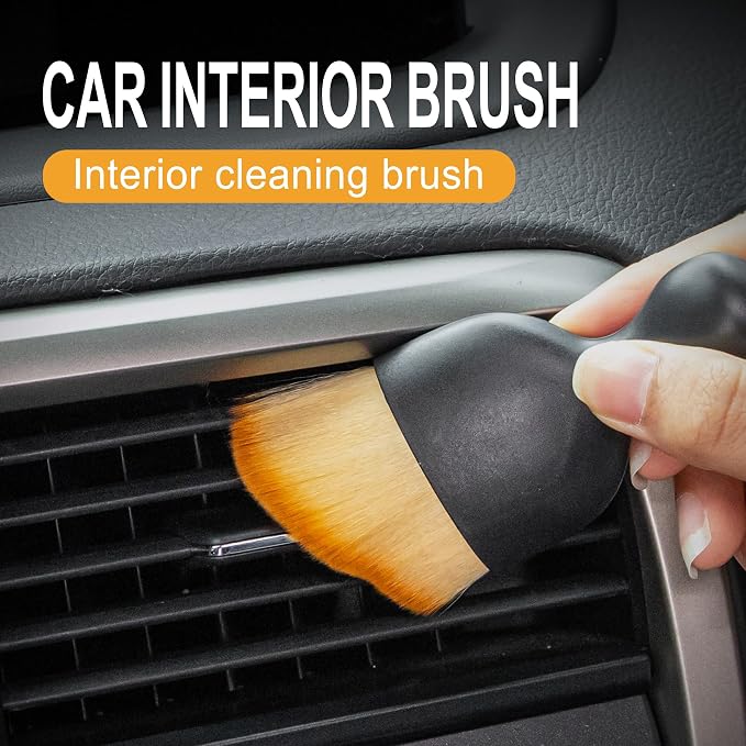 Car Detailing Brushes, Car Interior Dust Sweeping Soft Brush, Soft Bristles Brush Cleaning Tool for Automotive Dashboard, Air Conditioner Vents, Computer, Scratch Free(Yellow)