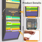 Over the Door File Organizer, Wall Hanging File Folders with 10 Large Pockets for Mails, Magazines, Back to School Supplies, Office Pocket Chart, Paper Organization (Gray)
