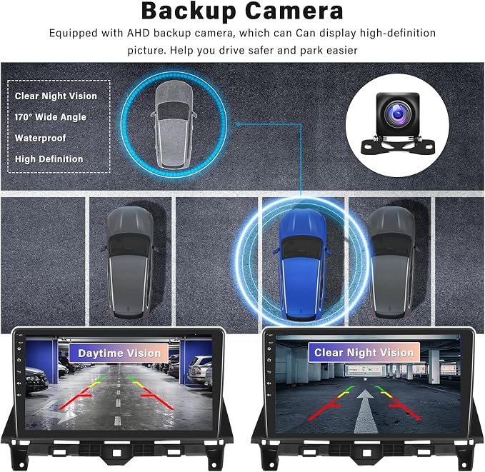 Android 13 Car Stereo for Honda Accord 2008 2009 2010 2011 2012 2013 10.1 Inch Touch Screen 2G+64G CarPlay Android Auto Car Radio Bluetooth GPS Navigation HiFi WiFi FM SWC Backup Camera MIC