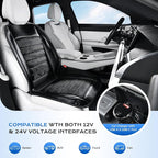 Coverado Cooling Car Seat Cover, Ventilated Seat Cushion with Dual Turbo Fans, 3 Wind Speed, Built-in USB Ports, Breathable Mesh & Carbon Fiber Fabric, Cooled Seat Cover Universal Fit for Cars, Black
