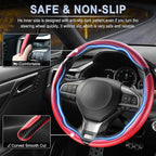 3pcs Carbon Fiber Anti-Skid Steering Wheel Cover, Waterproof & Segmented Butterfly Design, Universal 99% Vehicle Wheel Cover Protector, Car Interior Accessories (Red-3pcs)