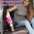 Car Cleaning Kit, Car Corded Vacuum Detailing Kit Interior with High Power Handheld Vacuum, Including 7Pcs Detailing Brush Set, Windshield Cleaner, Pink Car Accessories for Women