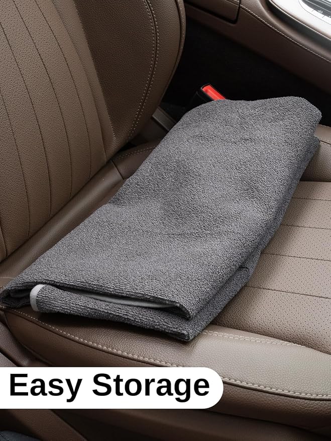 2PCS Terry Cloth seat Cover Universal Waterproof Car Sport Towel Seat Cushion Non-Slip Sweat-Absorbent Towel Cloth Suitable for Gym Workout, Universal Fit for Car SUV Van-Grey
