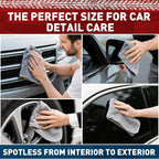 Microfiber Cleaning Cloths Bulk-15 Pack, Gray Microfiber Towels for Cars, Ultra Absorbent Microfiber Towel Weave Grime & Liquid for Streak-Free Mirror Shine - Car Washing Cloth, 12x12 inches
