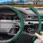2pcs Universal Fit Carbon Fiber Steering Wheel Cover, Anti-Skid Steering Wheel Cover/Segmented Steering Wheel Protector/Car Interior Accessories (Bright Green)