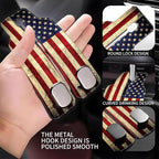 Purse Hook for Car Vintage American Flag 1 Pack Headrest Back Seat Hook Premium Leather Double Metal Hanger Storage Pack Bag Purse Holder Car Interior Accessories