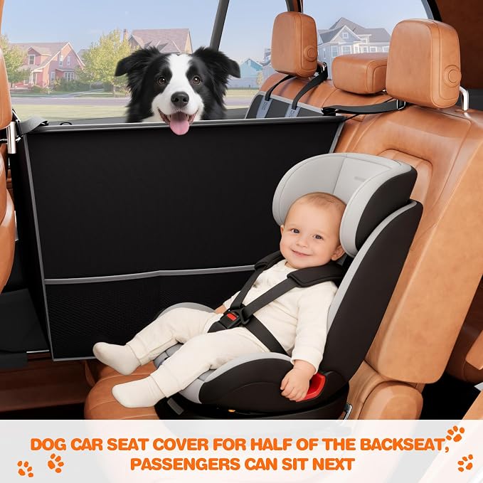 Half Dog Car Seat Cover for Back Seat - Waterproof Dog Half Hammock for Cars,Scratchproof Pet Backseat Protector,Perdurable,Non-Slip Booster Seat for Small,Medium and Large Dogs