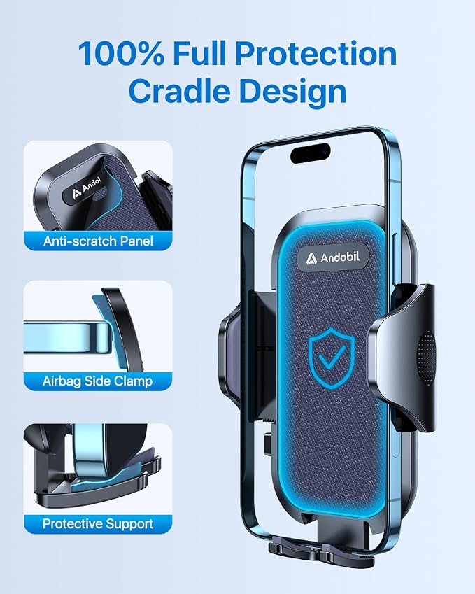 2026 Upgraded Car Phone Holder Mount for Vent, Military Sturdy Metal Clip Air Vent Phone Holder for Your Car Easy Used Cell Phone Car Mount, Blue
