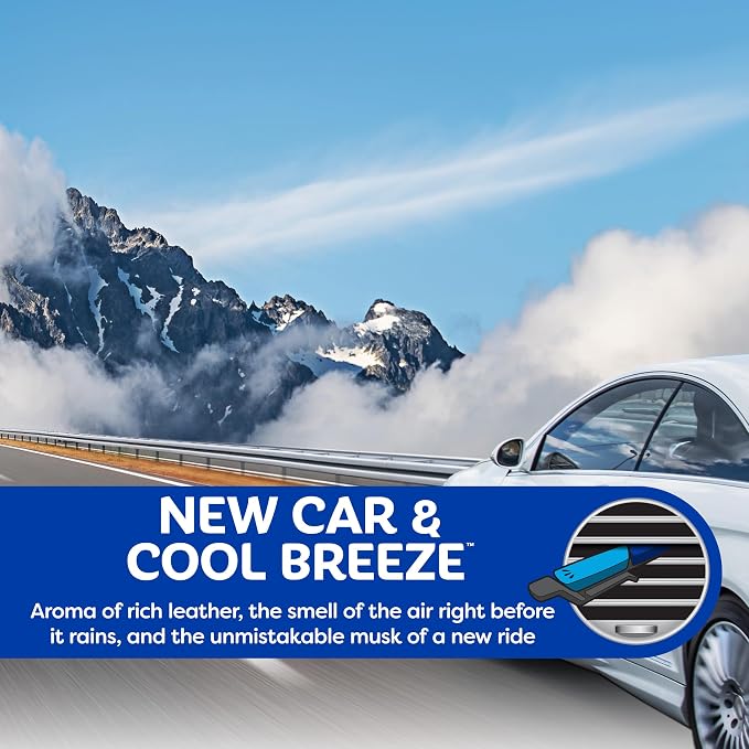 Air Freshener Vent Sticks, New Car / Cool Breeze Scent, 6 Pack, Dual Scent Car Vent Sticks