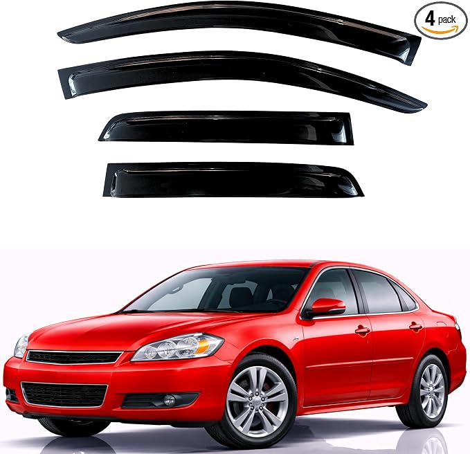 KPY Rain Guards Fit for 2006-2013 Chevrolet Impala, Out-Channel Window Visors Vent Wind Deflectors 4PC, Car Accessories for 2014-2016 Chevy Impala Limited