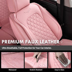 Coverado Rear Seat Covers, Stylish Waterproof Faux Leather Rear Protectors for Sedan SUV Truck, Luxury Fashion Interior – Pink