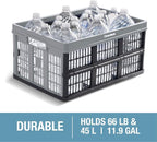 Collapsible Utility Crates - Red 1pck 45L / 11 Gal holds 66 lbs - Stackable Containers Heavy Duty Capacity Crates Space-Saving Baskets