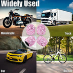 8PCS Bling Crystal Diamond Tire Stem Valve Caps, Dustproof Car Wheel Tire Valve Caps Universal Tire Valve Stem Covers for Cars, SUV, Trucks, Bikes, Motorcycles, Bicycles (Pink)