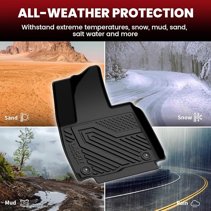 Floor Mats & Backrest Mats & Cargo Mat for Kia Telluride 2027 (Only Fit Hybrid, Not Fit Gas), All Weather TPE Floor Liners with Full Set Car Mats & Trunk Mats Accessories, Black