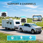 Magnetic Wireless Backup Camera Kit with HD1080P 10” DVR Monitor, Dual RV/Trailer/Truck/Tractor Cameras Wireless System, No Wiring, 9600mAh Rechargeable Battery, IR Night Vision-ACT1002