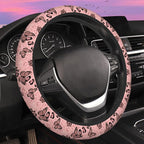 Pink Butterfly Leopard Print Steering Wheel Cover for Women Men Neoprene Breathable Wheel Cover Protector Anti-Slip Car Accessories Universal 15 Inch Fit for Cars Trucks Vehicles