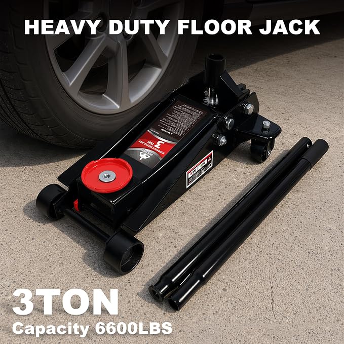 Floor Jack 3 Ton Capacity Fast Lift Service Jack Steel Heavy Duty Hydraulic Car Jack Black
