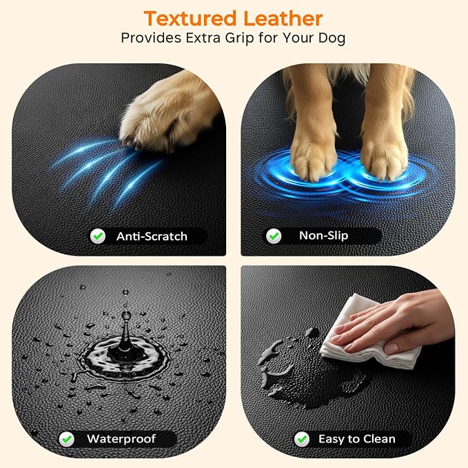 Upgraded PU Leather Back Seat Extender for Dogs - Large Hard Bottom Dog Car Seat Cover Holds 550lbs, Waterproof Dog Hammock Pet Bed with High-Density Foam Non-Slip Backseat Protector