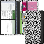 Car Registration and Insurance Holder, with Magnetic Closure for License, Cards and Documents, All Vehicle Needs and Car Accessories (Leopard-White)
