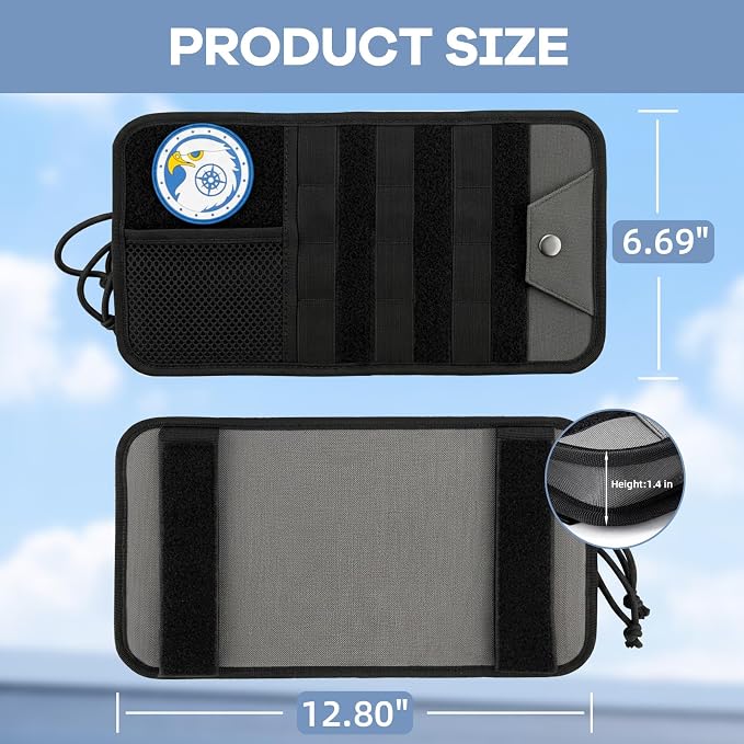 Car Sun Visor Organizer, Heavy Duty MOLLE Storage Pouch with Zipper Pockets, Elastic Straps and Glasses Clip, 1000D Nylon Tactical Visor Organizer for Car/SUV/Truck