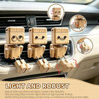 2-in-1 Wood Car Air Diffuser - Shaking Wooden Man Figurine, Wooden Car Dashboard Decorations, Shaking Feet Wooden Doll with Car Vent Clips, Funny Car Accessories Interior Gift