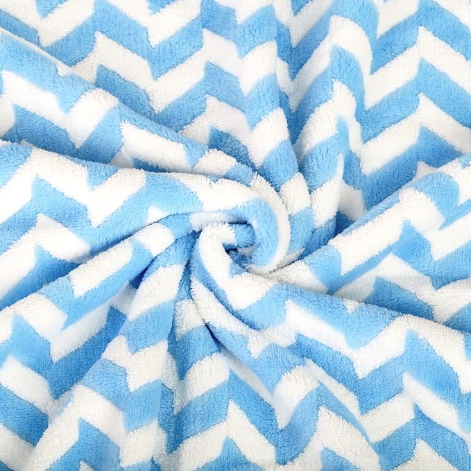 Microfiber Bath Towels, Chevron Blue, 30" x 60", 2 Pack | Hanging Loop, Oversized, Soft, Super Absorbent, Fast Drying, Use for Sports, Fitness, Yoga