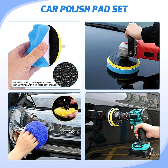 27PCS Car Detailing Kit Auto Cleaning Tools Wash Set with Storage Carry Bag Home Use for Interior Exterior Deep Clean Polish Car Care Windshield Dashboard Seat Air Vents Wheels Tires, Blue