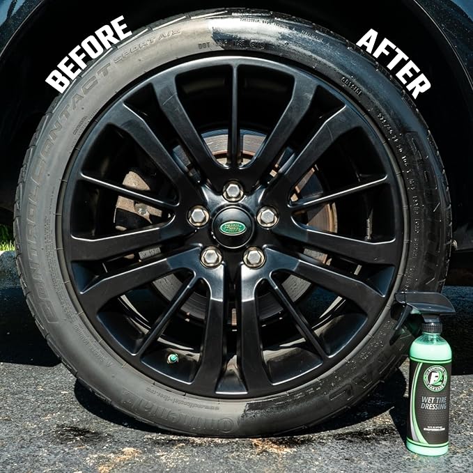 Wet Tire Dressing Spray - Extremely High Shine Tire Dressing for That Wet Look - No Sling, Non-Greasy Silicone Formula with UV Protection - Easy to Apply, Minimal Cure Time - 16 fl oz