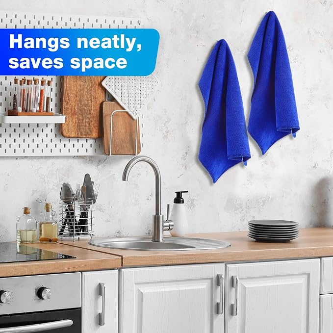 140 Pcs Microfiber Cleaning Cloths for Cars Ultra Absorbent Car Towels Drying Reusable Cleaning Supplies House Kitchen Window Microfiber Towel (Blue,16 x 16 Inch)