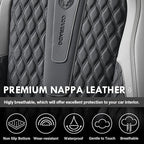 Coverado Front Seat Covers, Nappa Leather Seat Covers for Cars, Waterproof Seat Covers with Lumbar Support Universal Fit for Most Cars SUV Trucks (Front, Black-Gray)
