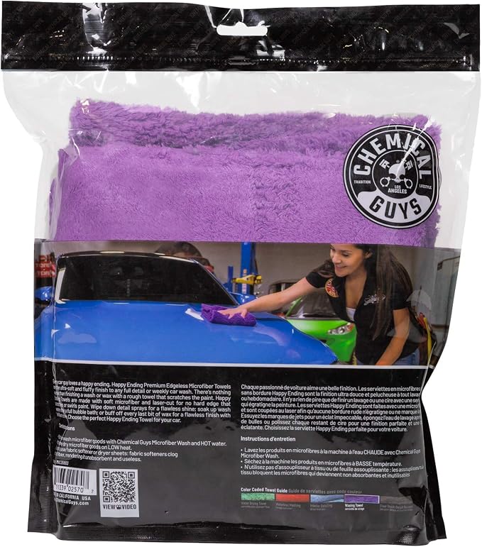 MIC34803 Happy Ending Ultra Plush Edgeless Microfiber Towel, Purple (16" x 16")