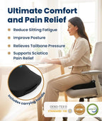 Doctor Recommended Memory Foam Seat Cushion for Office Chairs & Car - Ergonomic Office Desk Accessories - Cushions for Tailbone Pain Relief, Sciatica (Black Cool, Large)