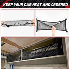 2 Pcs Universal Cargo Net Pocket Elastic Mesh Netting Car Mesh Pouch for Trunk RV Boats Home Cargo Storage Mesh with Screws and Hooks (25.6'' x 9.8'')