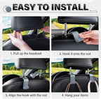 Universal 2 Pack Car Seat Headrest Purse Hook, Carbon Fiber Back Seat Hook Storage Organizer Hanger for Purse Handbag Coat, Car Interior Accessories(Gray)