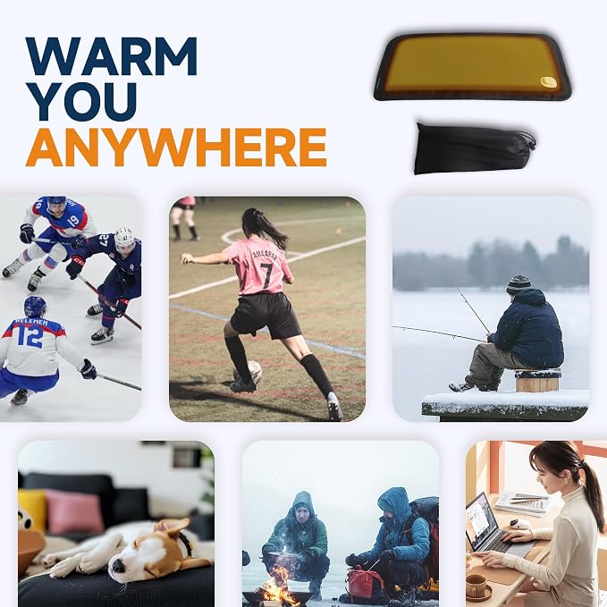 Heated Stadium Seat Mat, Lightweight Foldable Bleacher Pad, 4 Heat Settings and 2 Storage Pockets for Outdoor Sports, Games, Camping (Power Bank Not Included)