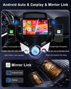 [8Core 6G+128G] Android Car Radio Stereo for Chevrolet Chevy Cruze 2009 2010 2011 2012 2013 2014 2015, Wireless Carplay Android Auto, 5G-WiFi GPS, 9" Touch Screen, Bluetooth AHD Backup Camera