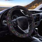 Neon Night Moths Butterflies Mushroom Steering Wheel Covers Anti-Slip Elasticity Car Accessories Steering Wheel Protector Universal 15 Inch for Cars SUV Vehicle Truck