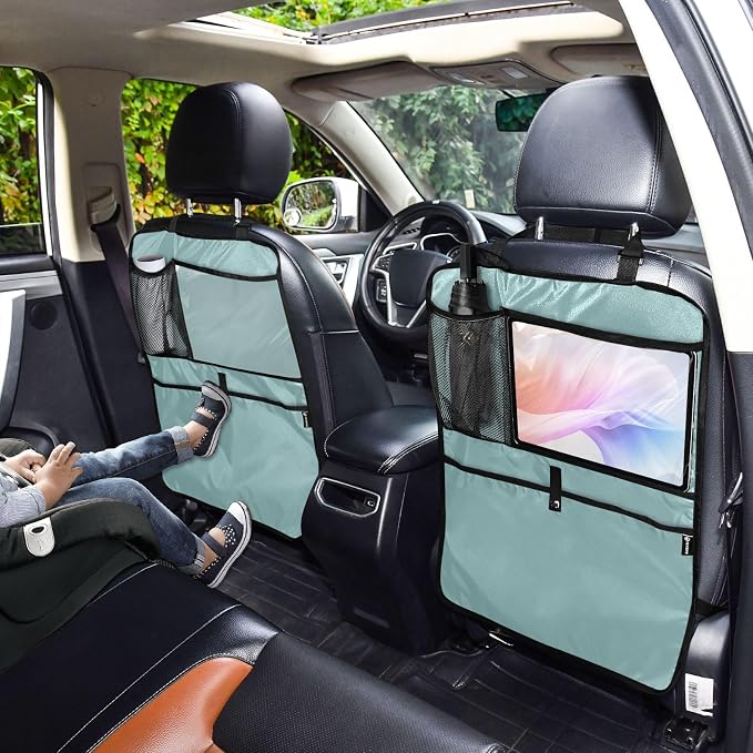 Teal Car Seat Organizer for Kids Backseat Kick Mat with Adjustable Strap Backseat Protector for Vehicle Cars SUV 1 Pcs