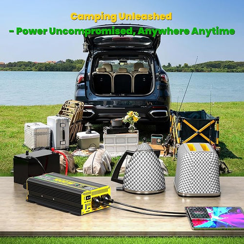1000W Power Inverter 12V to 110V for Vehicles/Truck/Car/Laptop, 1000 Watt Car Power Inverter with Cigarette Lighter/LED Display/100A Battery Cables/2 AC Outlets/2 USB Port, Surge 2000W Car Inverter