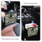 Car Trash Can Organizer Bin with Adjustable Strap for Back Front Seat Console Waterproof Leakproof Collapsible Portable 11 Inch Summer Daisy Butterfly Green