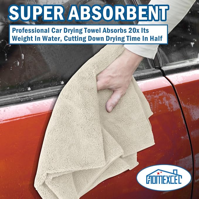 Professional Large Microfiber Car Drying Towels 2 Pack, Lint Free, Scratch Free, Highly Absorbent Drying Towel for Cars, SUVs, RVs, Trucks, and Boats,31" x 24",Brown