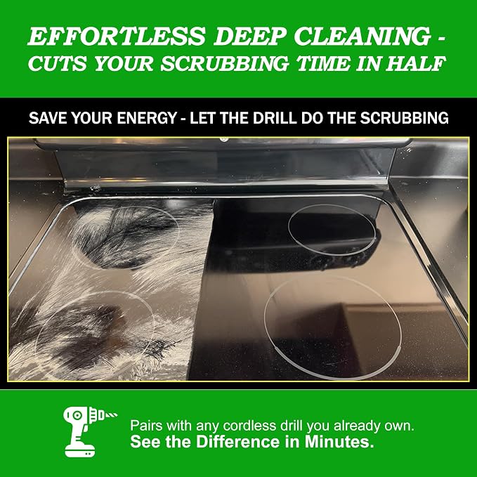 Green Kitchen Set – Drill Powered Cleaning Tools for Stainless Steel Sink, Copper Sink, Stove Top, Oven, Air Fryer & Cabinets – Must-Have Kitchen Accessories for Fast Cleaning