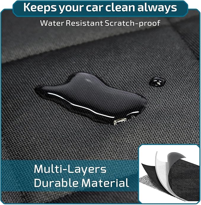 SUV Cargo Liner for Dogs, Water Resistant Trunk Cover with Side Flaps, Compact to Mid-Size Fit Cargo Area Protector with Bumper Flap for Smaller SUVs, Black