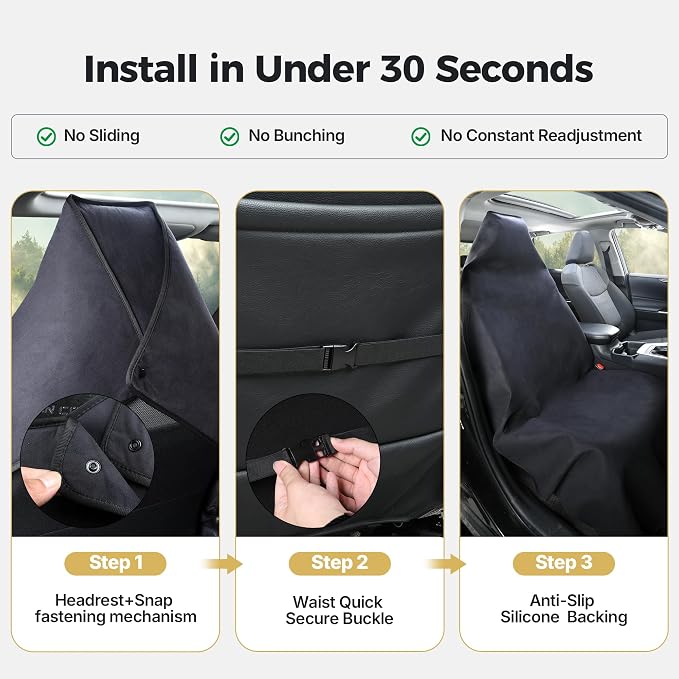 Car Seat Cover Protector, Waterproof Sweat Towel Seat Cover for Gym, Sports, Beach, Universal Front Seat Cover for Cars, Trucks, SUVs, Leather Seats(Black)