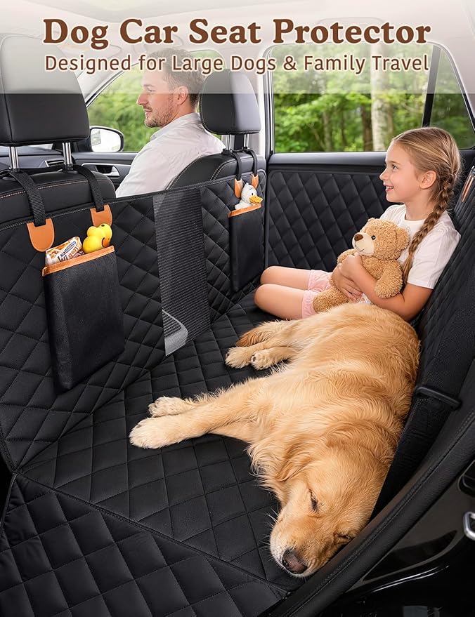 Dog Car Seat Cover for Back Seat, Waterproof Back Seat Extender for Dogs, Dog Car Hammock with Mesh Window, Nonslip Pet Seat Protector for SUV Truck Travel
